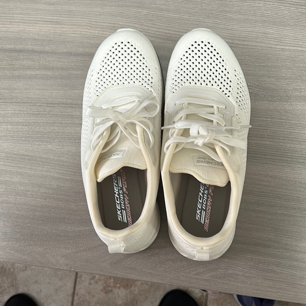 Skechers Memory foam all white sneakers.Size 8.5